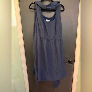 Elegant Blue Sleeveless Top With Extra Long Sash